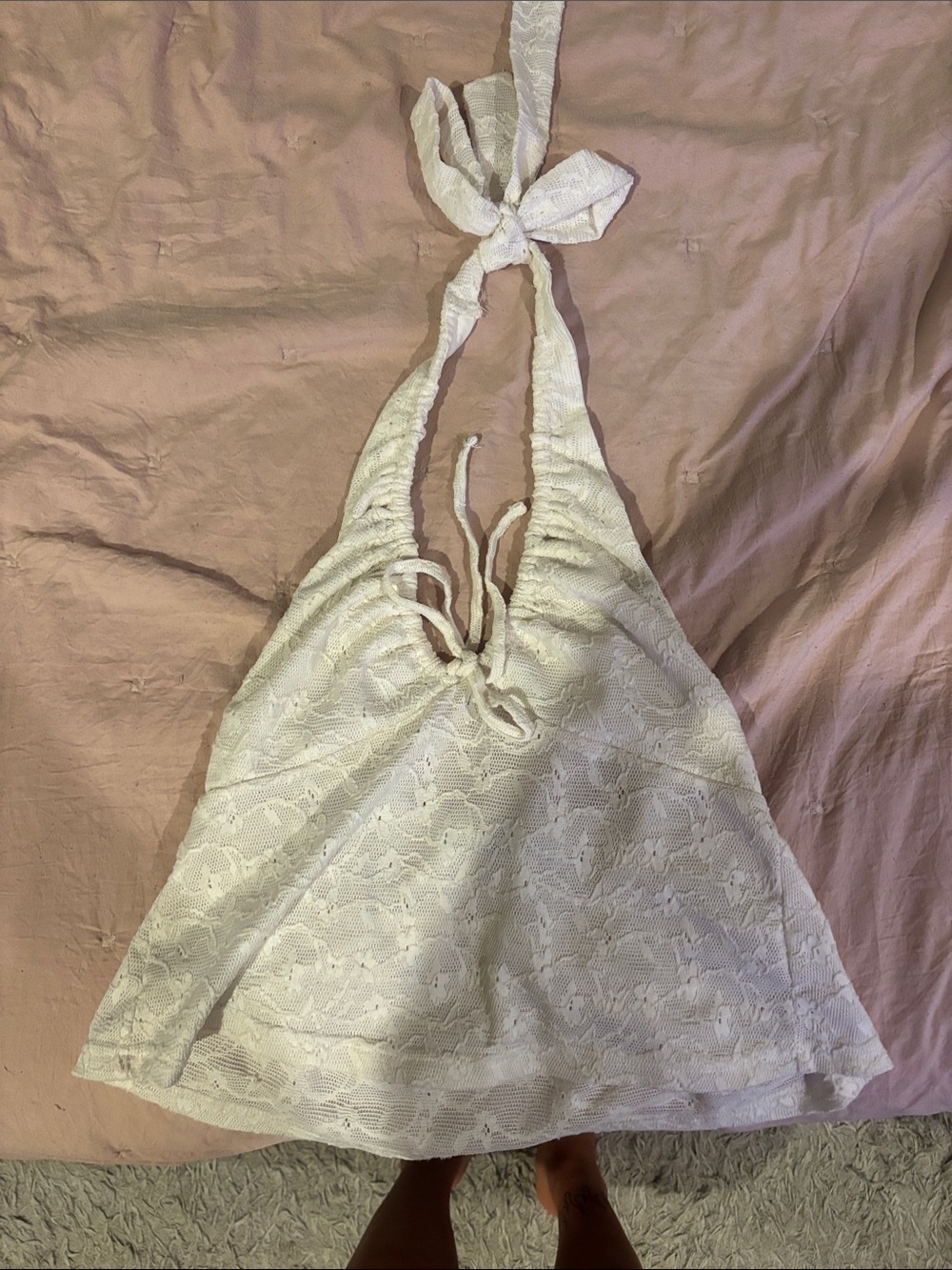 PacSun White Lace Halter Tank Top